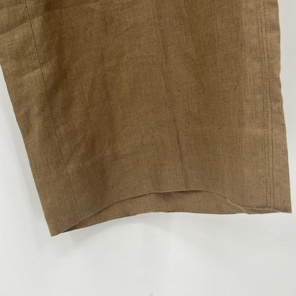 Max Mara 100% Linen Wide Leg Side Zip Trouser Pants in Camel - Size 8 - Picture 3 of 11